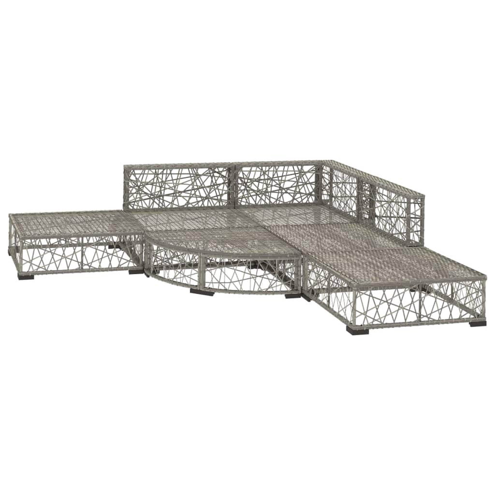 Voir la diapositive 3 : VIDAXL Salon de jardin 6 pcs avec coussins resine tressee gris
