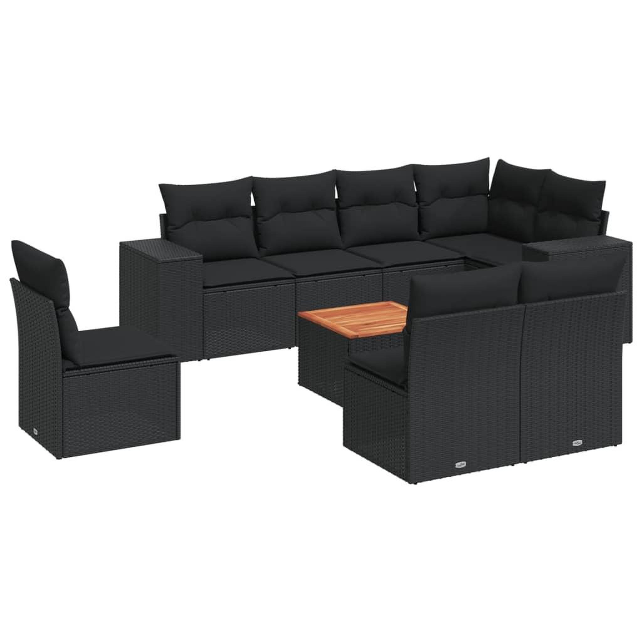 Voir la diapositive 2 : VIDAXL Salon de jardin 9 pcs avec coussins noir resine tressee