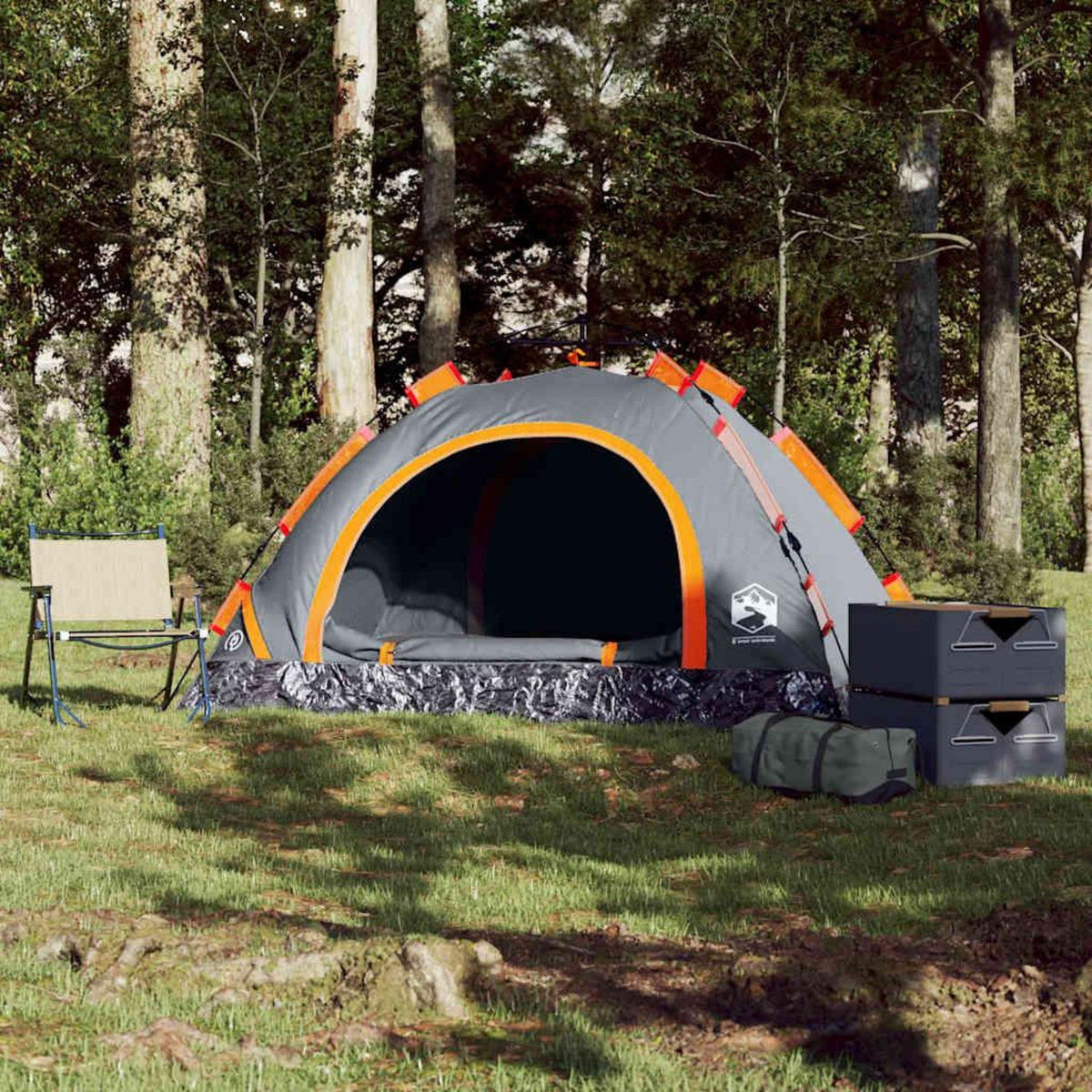 VIDAXL Tente de camping 2 personnes gris et orange liberation rapide