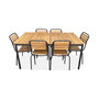 Voir la diapositive 4 : SWEEEK Table de jardin bois d'acacia et acier + 6 assises TABARA. acier et bois d'acacia FSP