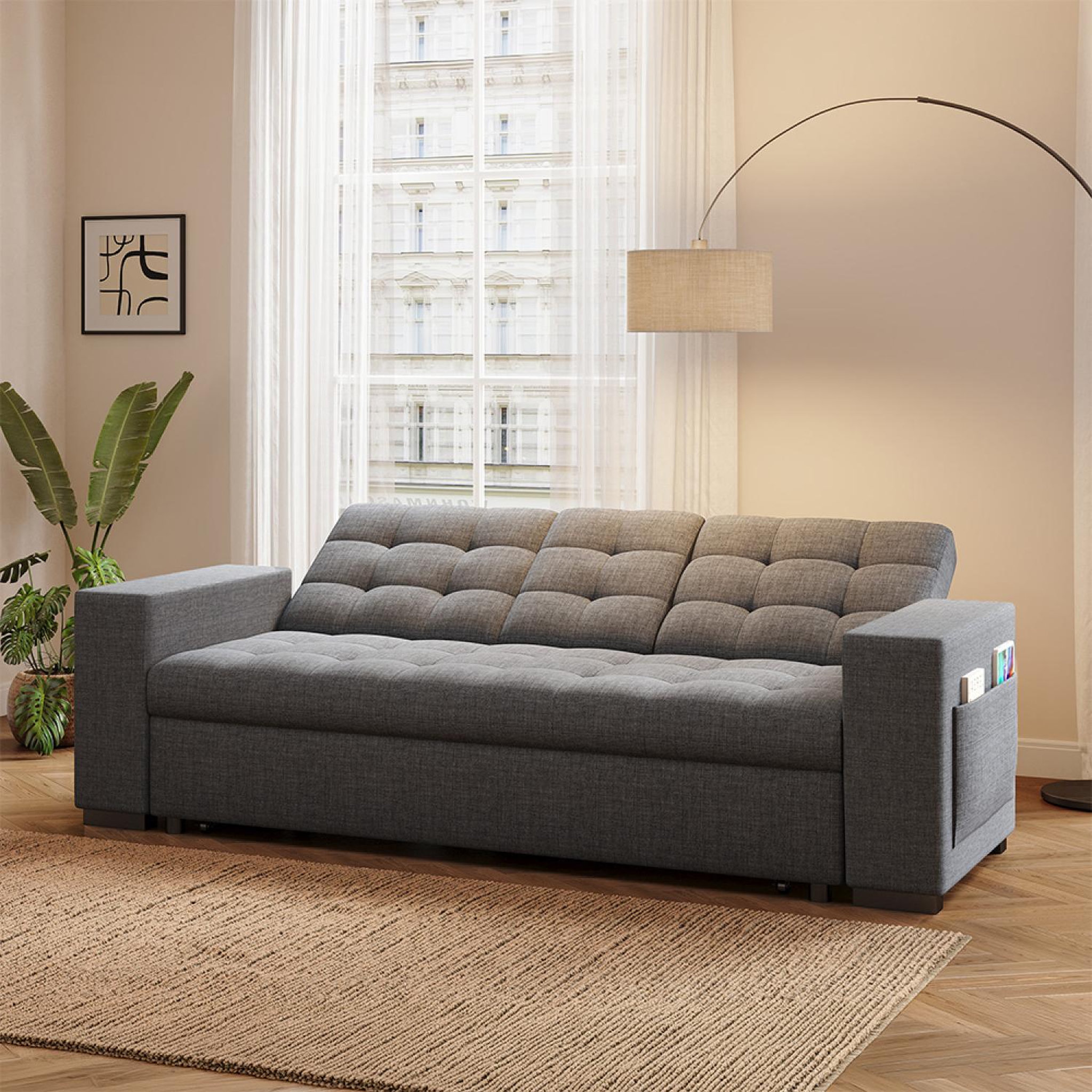 Voir la diapositive 6 : CONCEPT USINE Canapé convertible gris foncé avec rangements noho