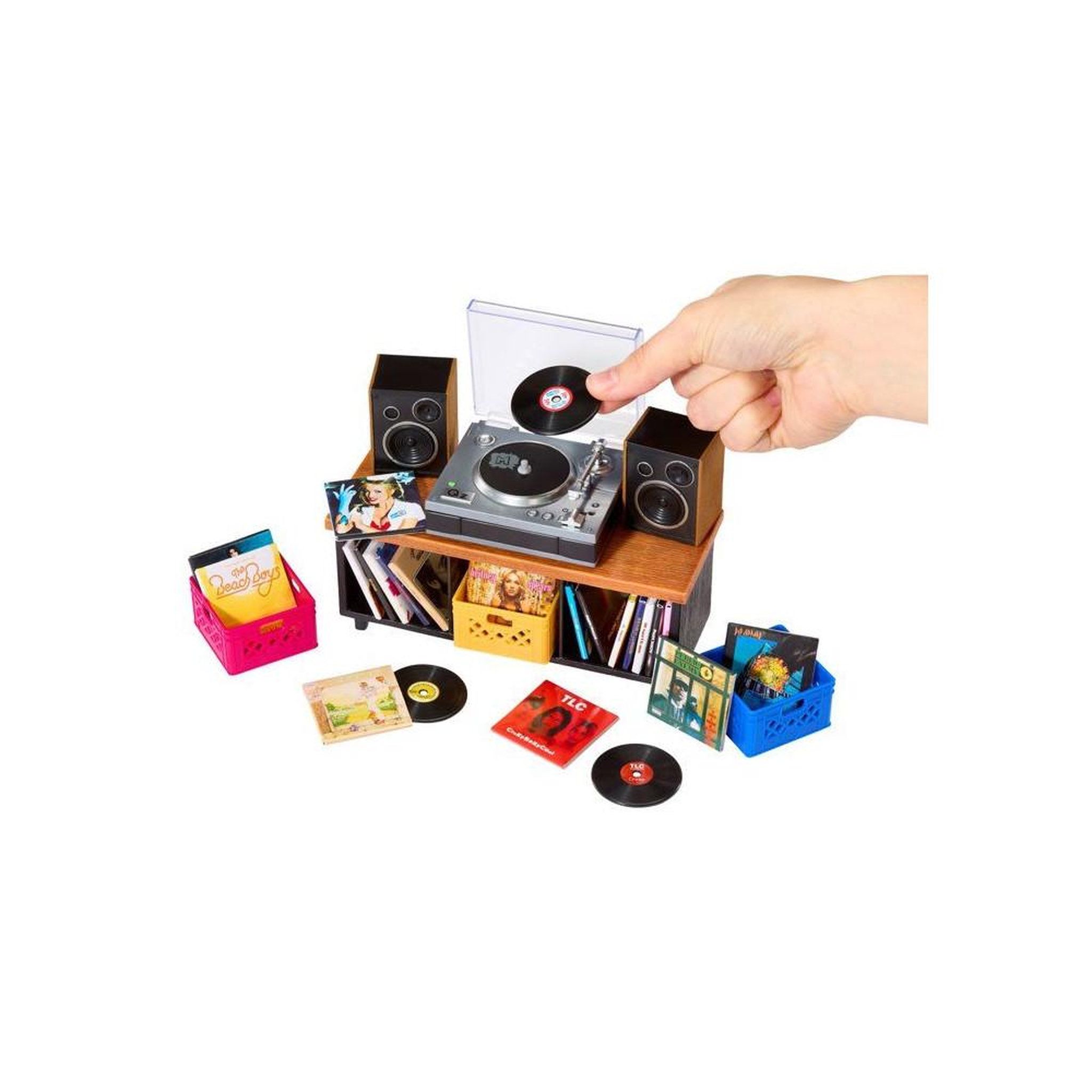 Set platine vinyle miniature jouet 2 haut-parleurs et 1 vinyle, multicolore, pour enfants dès 8 ans