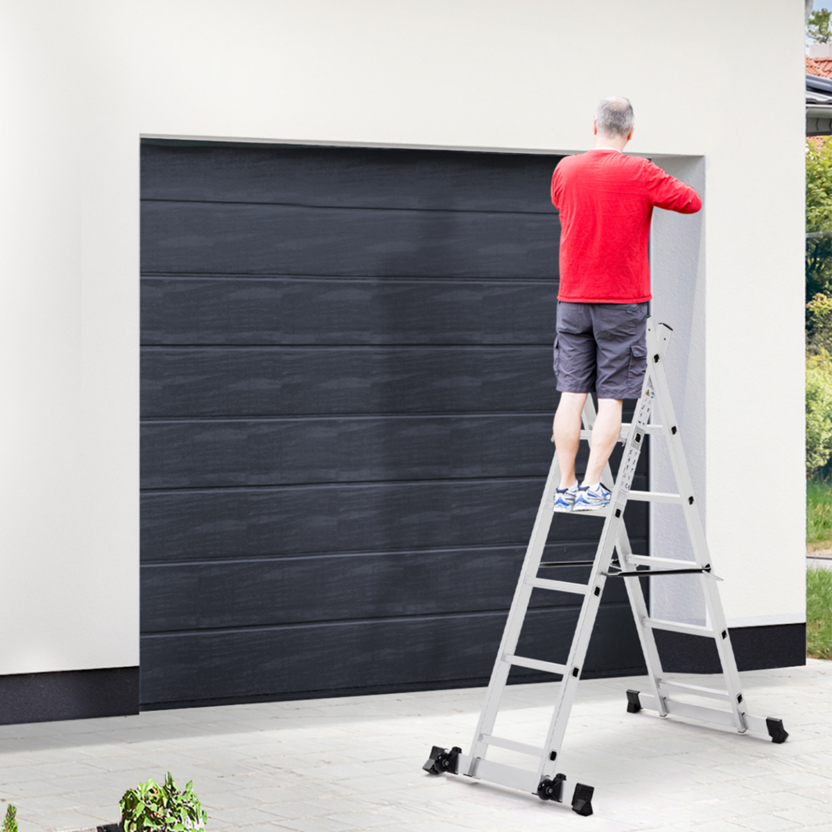 ID MARKET Échafaudage aluminium échelle multifonction avec plateforme modulable sur roues, hauteur 165 CM