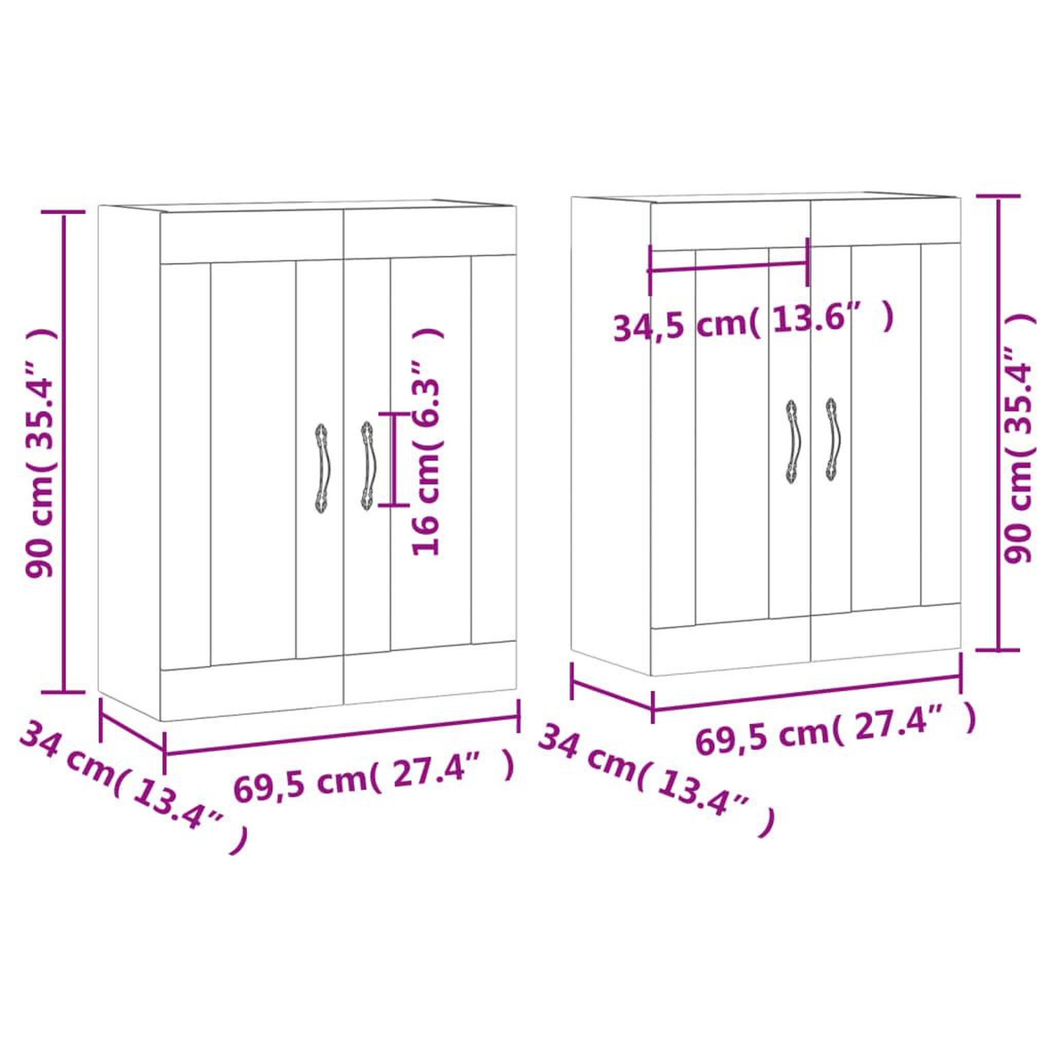Voir la diapositive 6 : VIDAXL Armoires murales 2 pcs blanc bois d'ingenierie