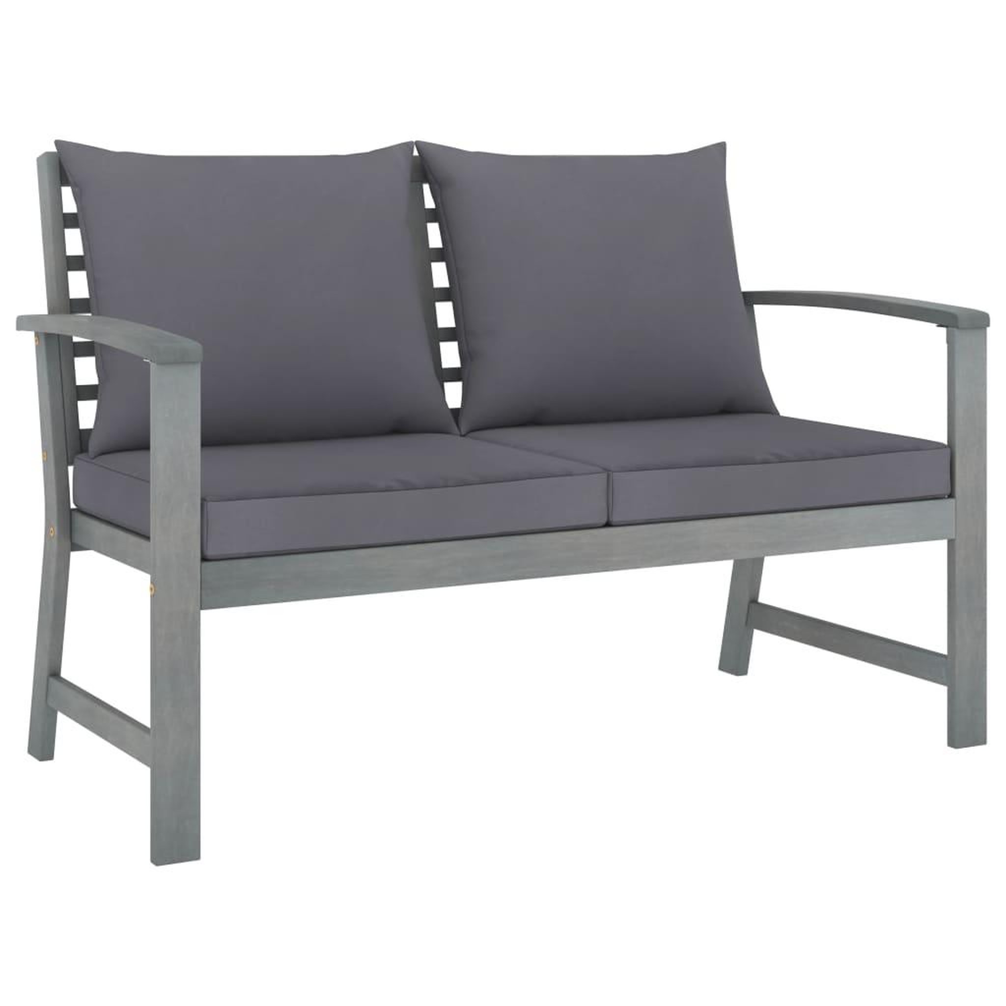 Voir la diapositive 1 : VIDAXL Banc de jardin 120cm et coussin gris fonce Bois solide d'acacia