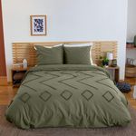 COTE DECO Housse de couette 240x220 KAYL + 2 taies 100% coton lavé 52 fils