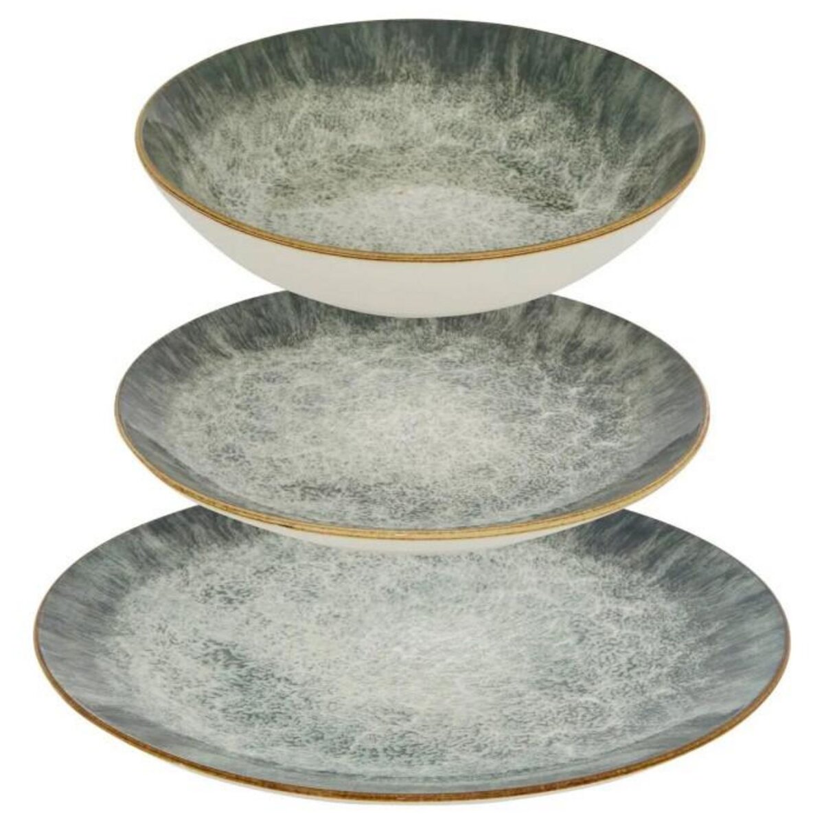 SECRET DE GOURMET Service de Table 12 Pièces  Juliette  26cm Vert