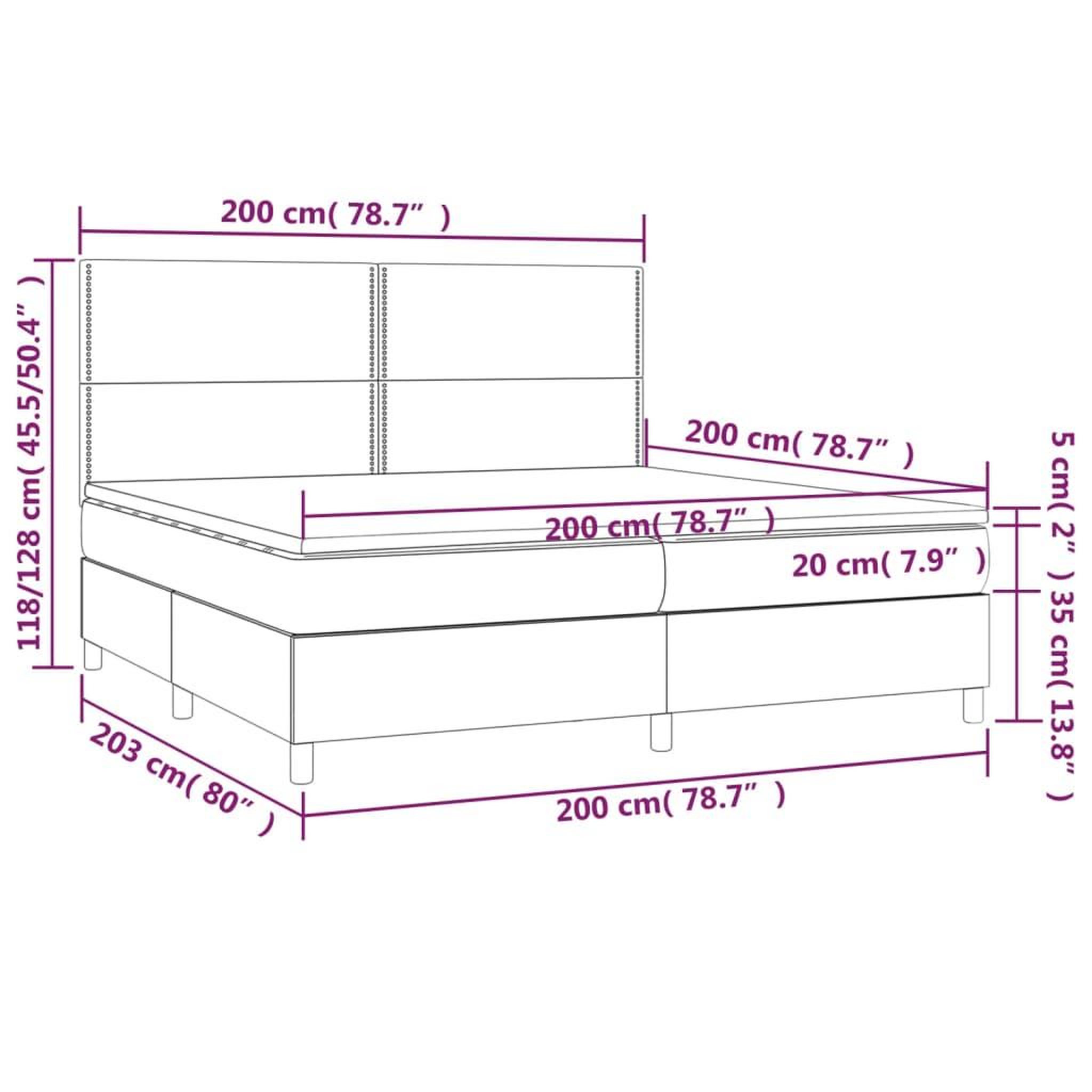 Voir la diapositive 6 : VIDAXL Sommier a lattes de lit et matelas Noir 200x200 cm Velours