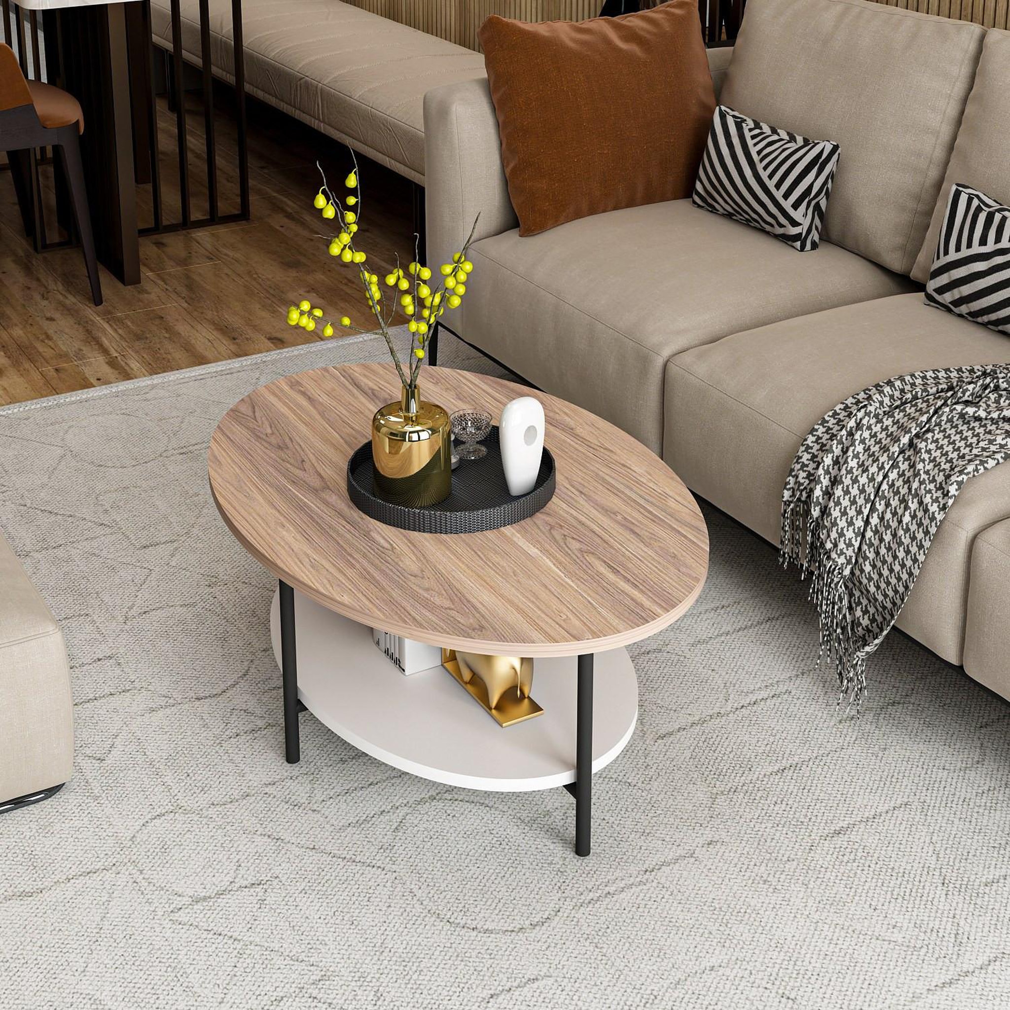 Voir la diapositive 3 : Habitat et Jardin Table basse en bois  elis  - 90 x 60 x 36 cm - chêneblanc