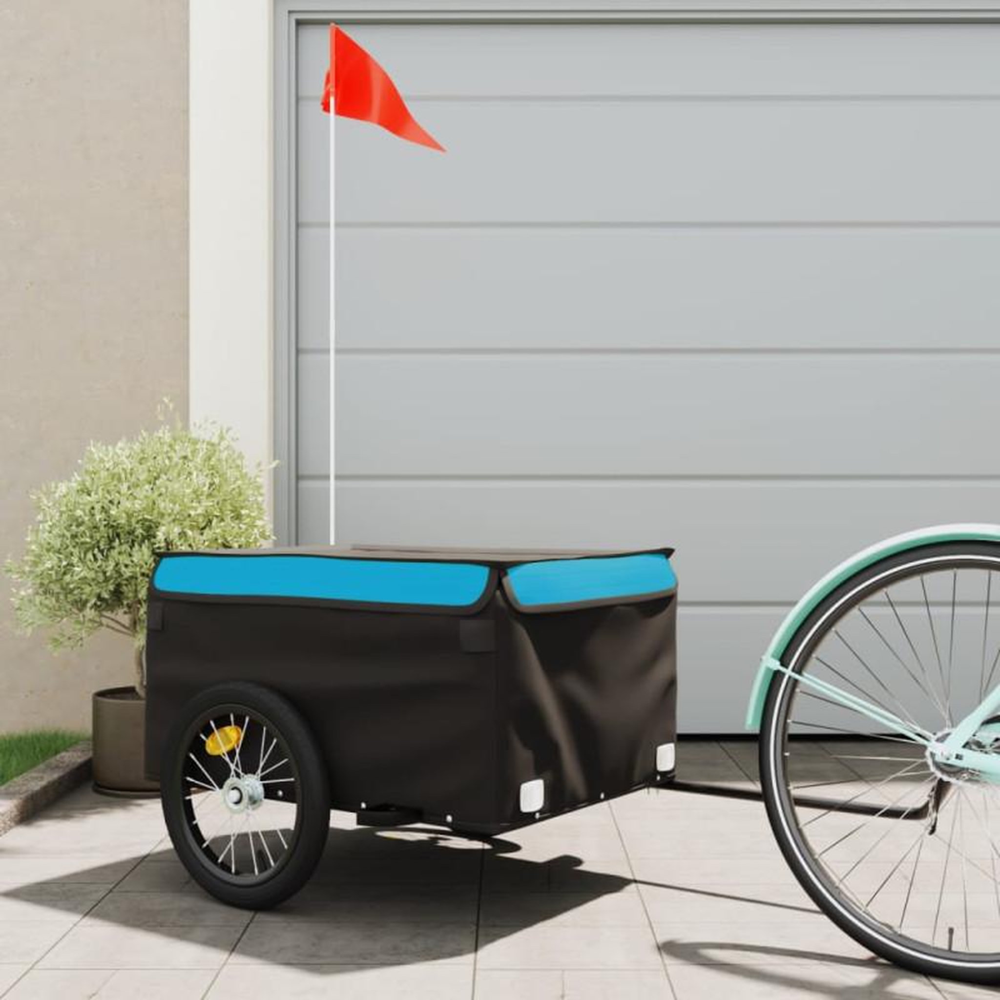 VIDAXL Remorque de vélo noir et bleu 45 kg fer