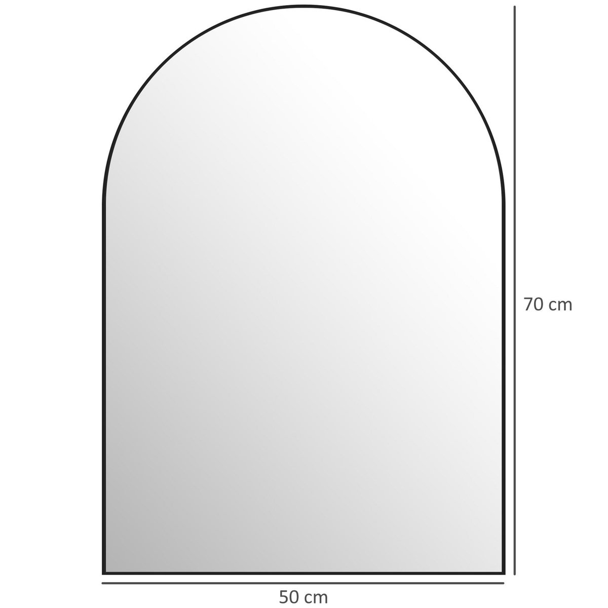 HOMCOM Miroir mural arqué 50 x 70 cm haute définition cadre alliage aluminium noir