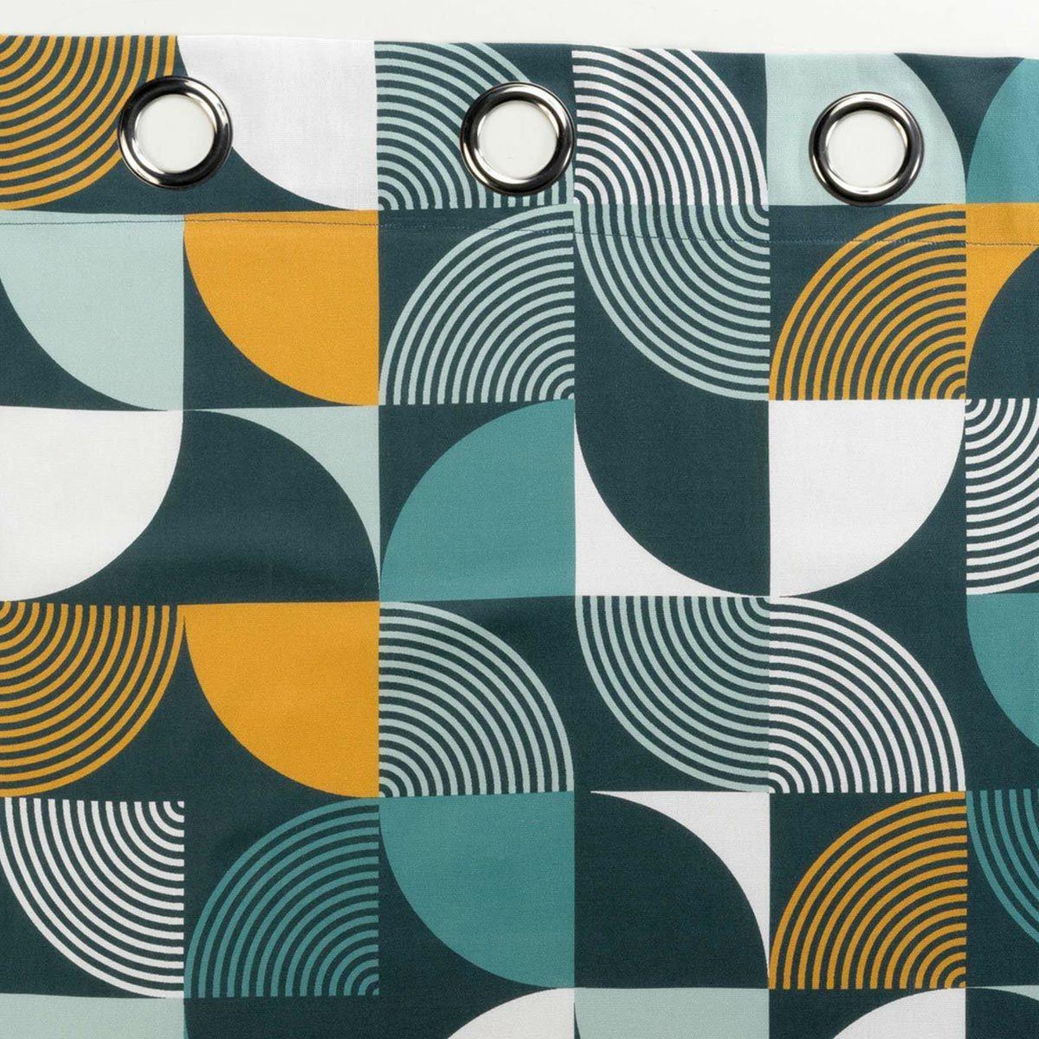 Voir la diapositive 3 : Douceur d'Intérieur Rideau à œillets imprimé  rythmo  140x240cm bleu