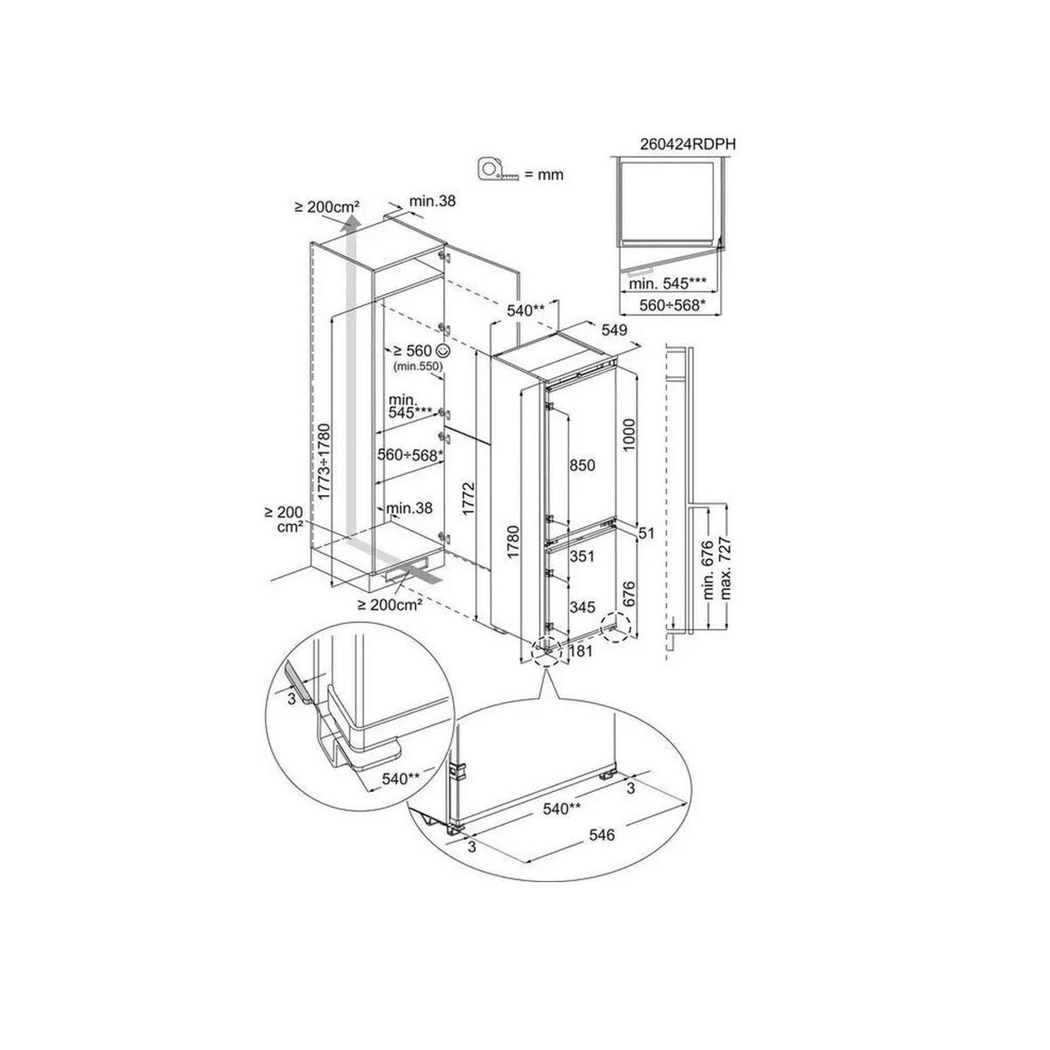 Voir la diapositive 5 : ELECTROLUX Réfrigérateur combiné intégrable à glissières 248l - ena7ce18s1