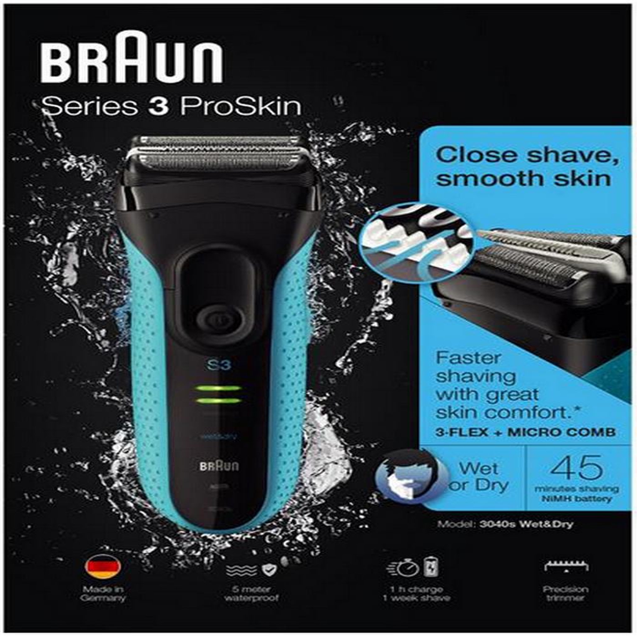 Voir la diapositive 5 : BRAUN Rasoir électrique rechargeable + secteur - 3040WD