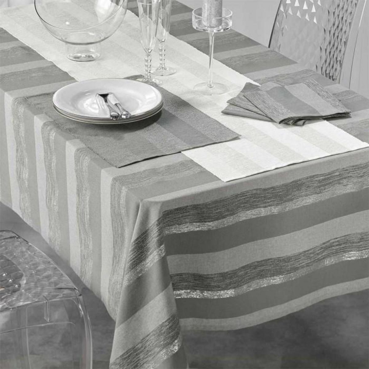 Paris Prix Lot de 3 Serviettes de Table  Eldora  40x40cm Gris