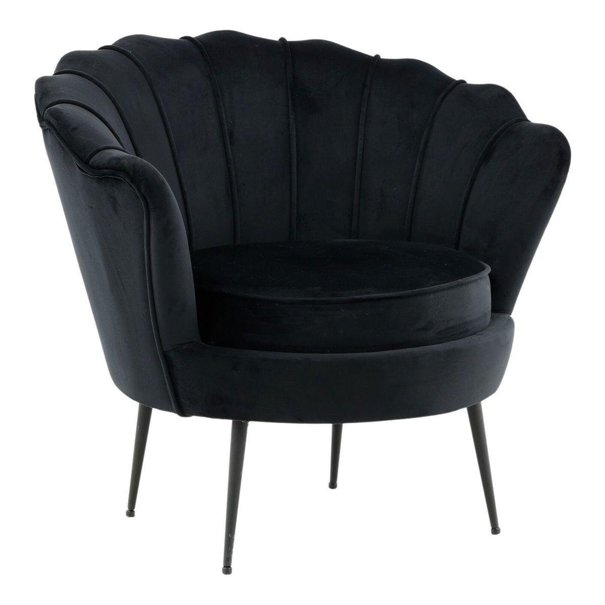 Paris Prix Fauteuil coquillage en velours  calais  83cm noir
