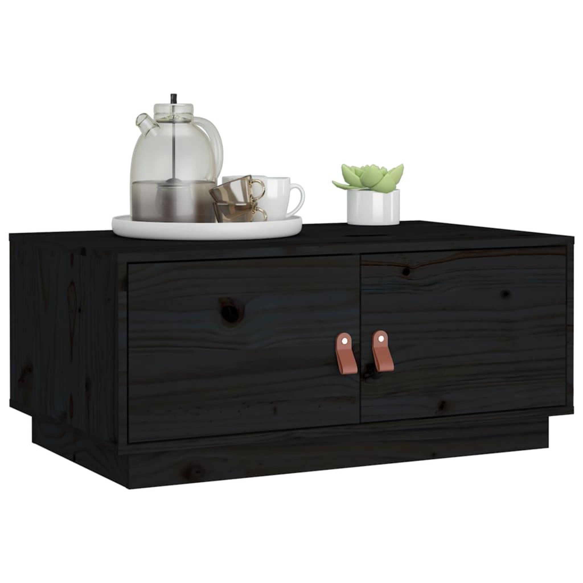 Voir la diapositive 4 : VIDAXL Table basse Noir 80x50x35 cm Bois massif de pin