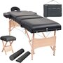VIDAXL Table de massage pliable et tabouret 10 cm d'epaisseur Noir