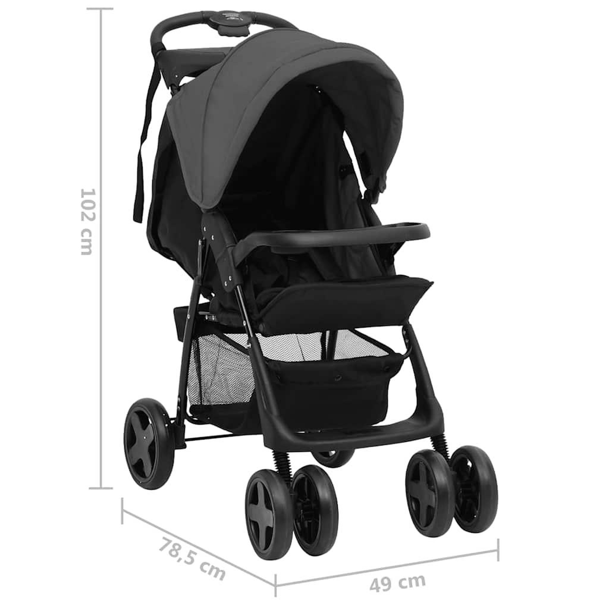Voir la diapositive 6 : VIDAXL Poussette pour bebe 3-en-1 Gris fonce et noir Acier