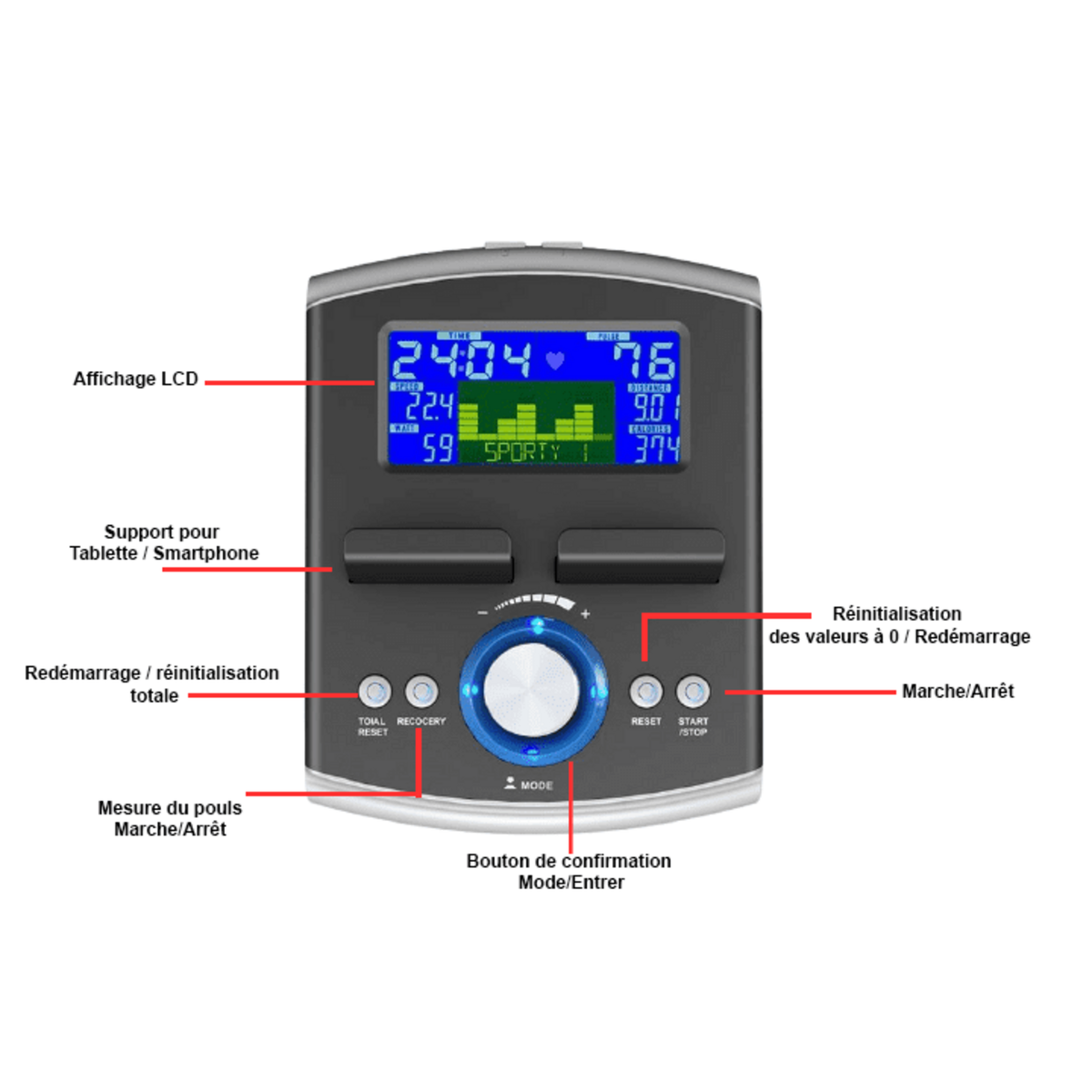 XTERRA Vélo elliptique de Fitness - Xterra - Modèle XE88 - Bluetooth/App - Maison/Appartement
