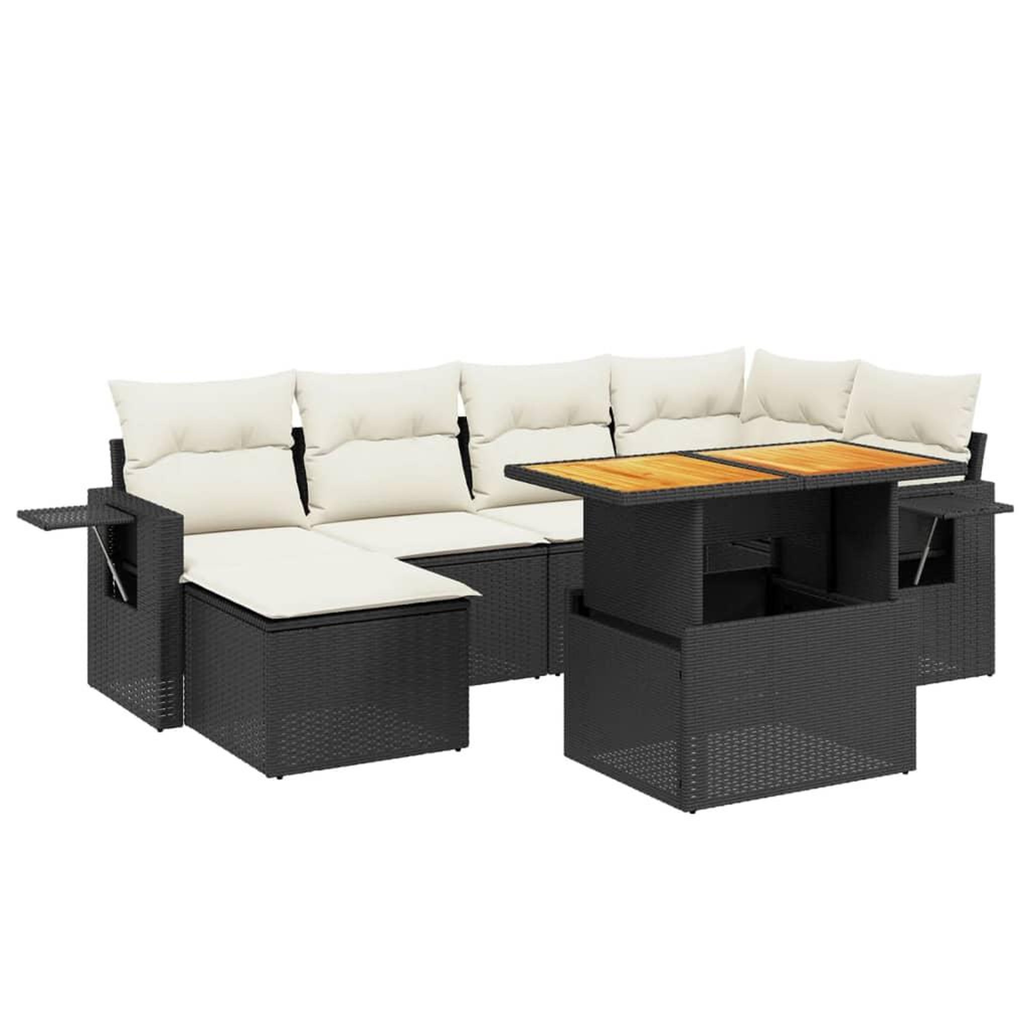 Voir la diapositive 2 : VIDAXL Salon de jardin 7 pcs avec coussins noir resine tressee