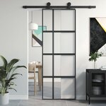 VIDAXL Porte coulissante noir 76x205 cm verre trempe aluminium