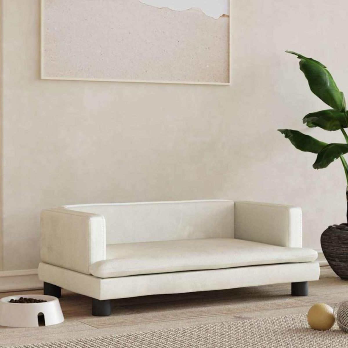 VIDAXL Lit pour chien crème 80x45x30 cm velours