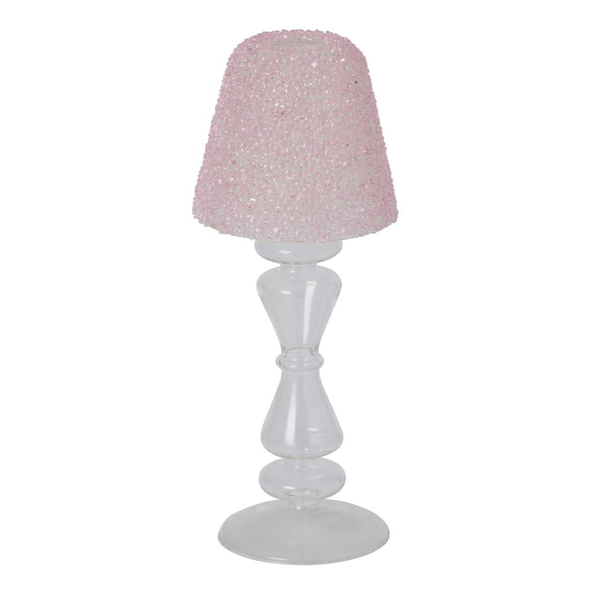 J-LINE Photophore Lampe en Verre  Silje  26cm Rose