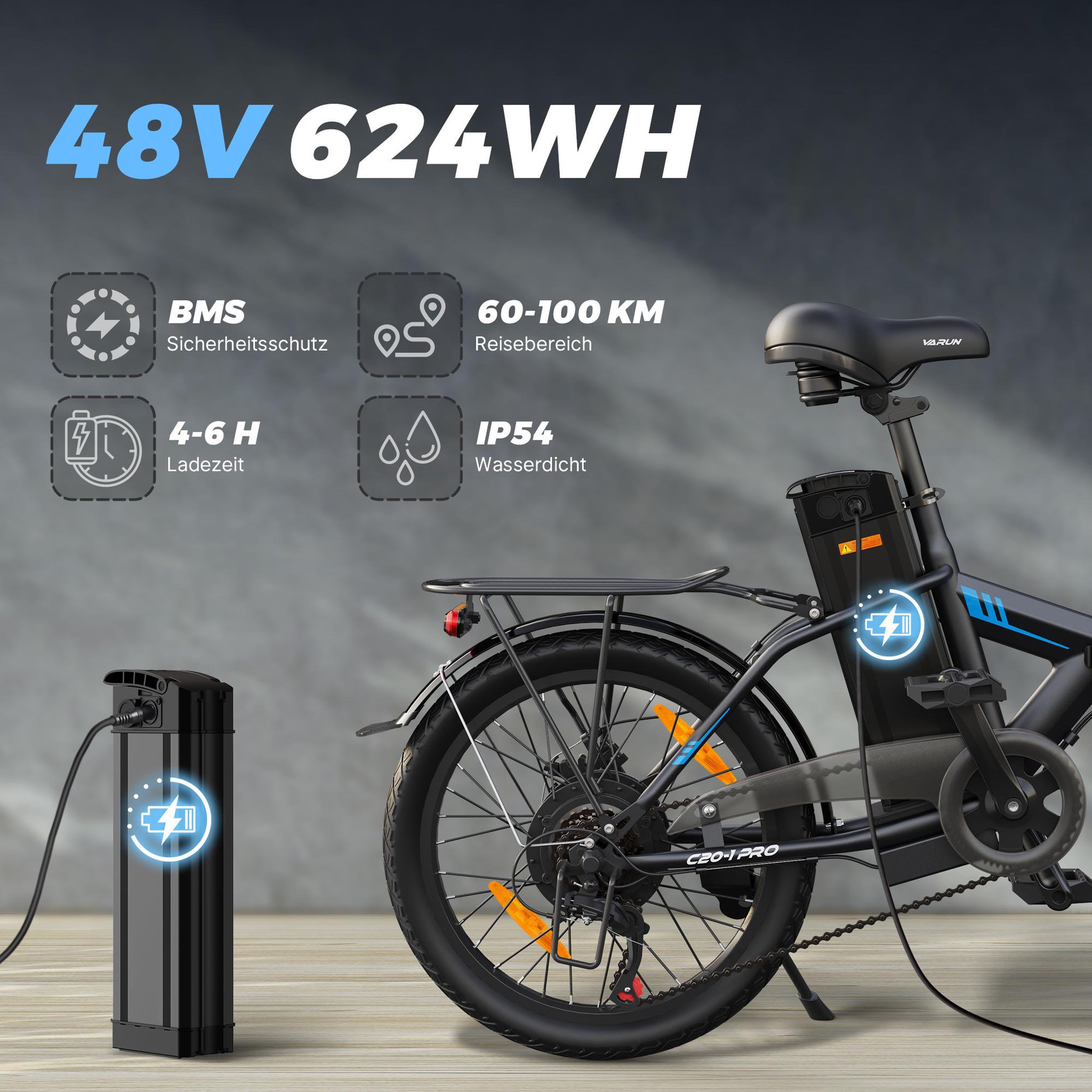 Voir la diapositive 2 : VARUN Vélo électrique pliable 20  varun c20-1 pro