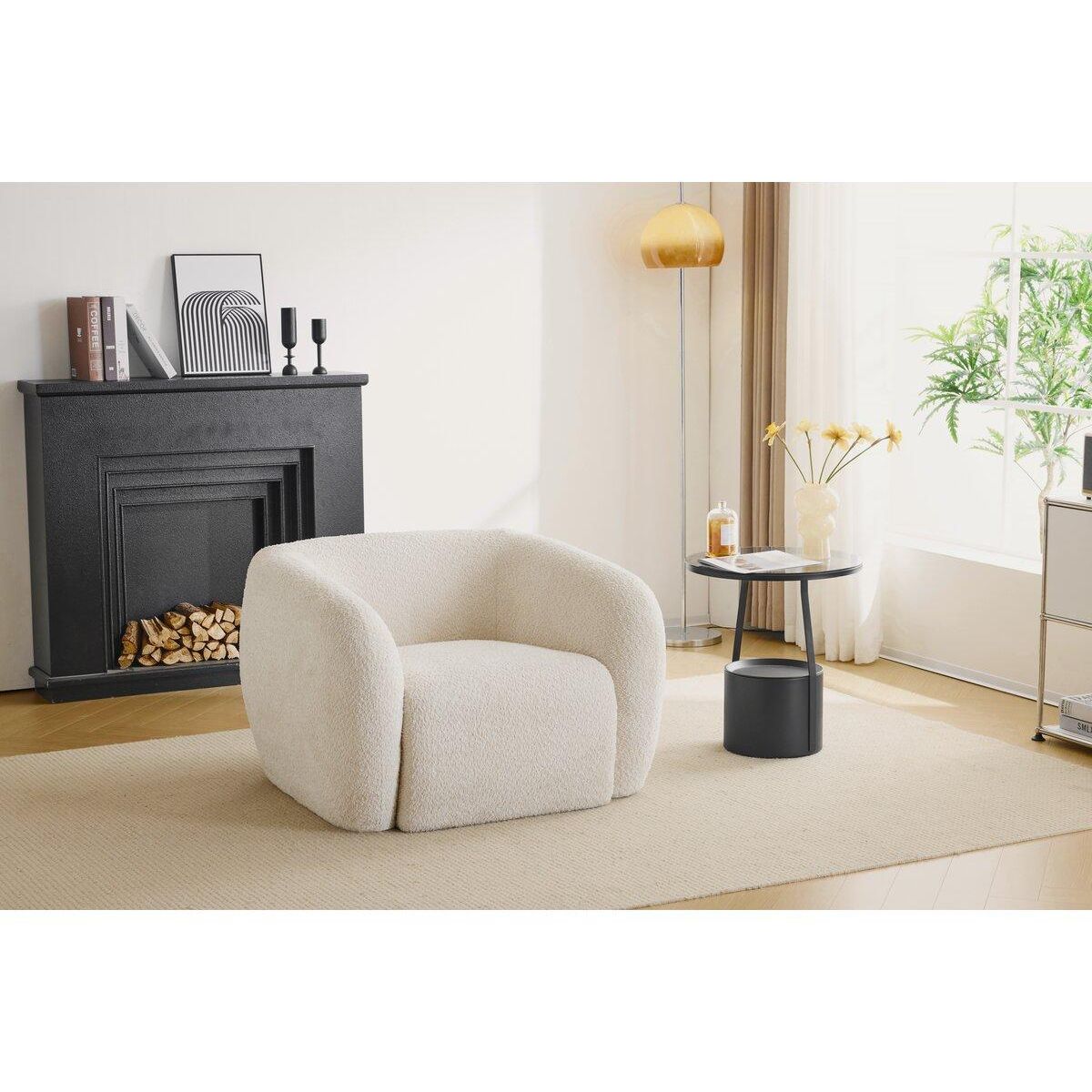 Habitat et Jardin Fauteuil tissu bouclette  Washington  - Blanc