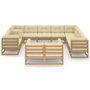 Voir la diapositive 3 : VIDAXL Salon de jardin 12 pcs avec coussins marron miel bois de pin
