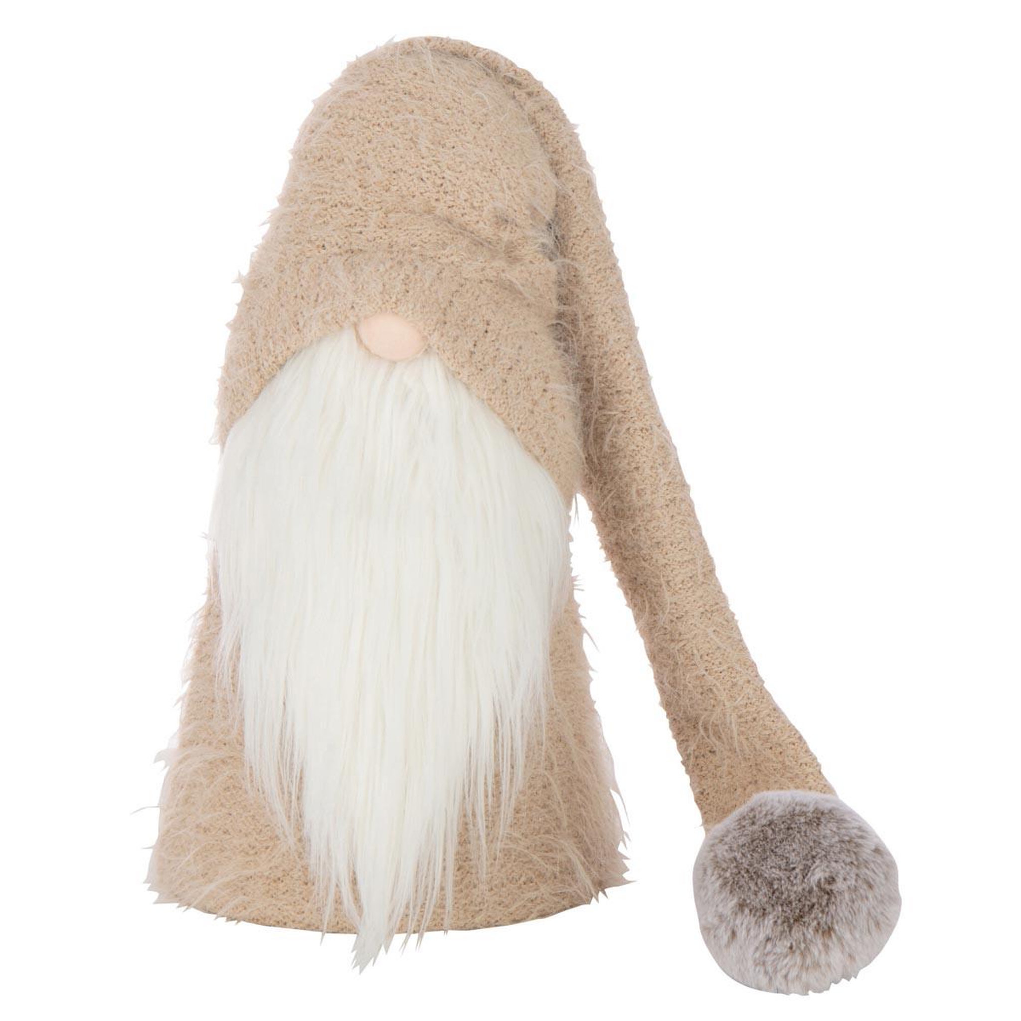 J-LINE Père-noël gnome déco  hiver  44cm beige