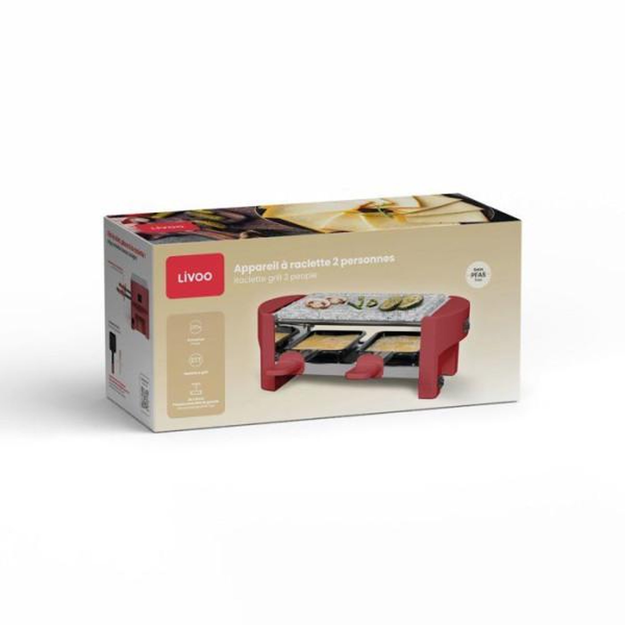 Voir la diapositive 6 : LIVOO Appareil à raclette 2 personnes 320w rouge - doc369rc