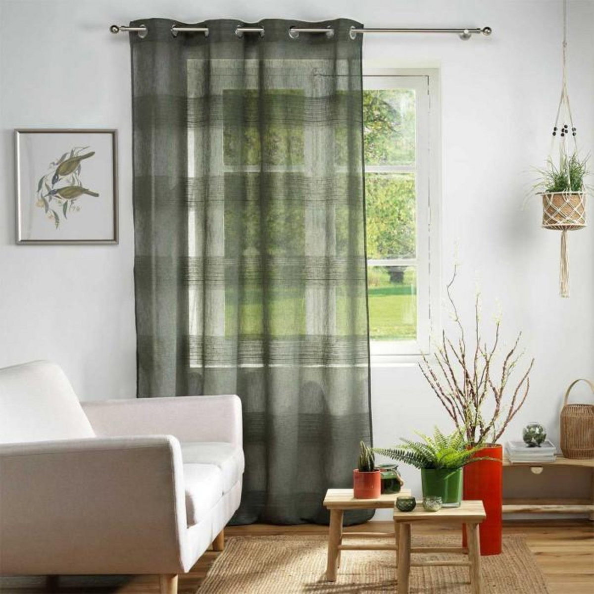 Paris Prix Rideau Voilage à Œillets  Terraza  140x280cm Kaki