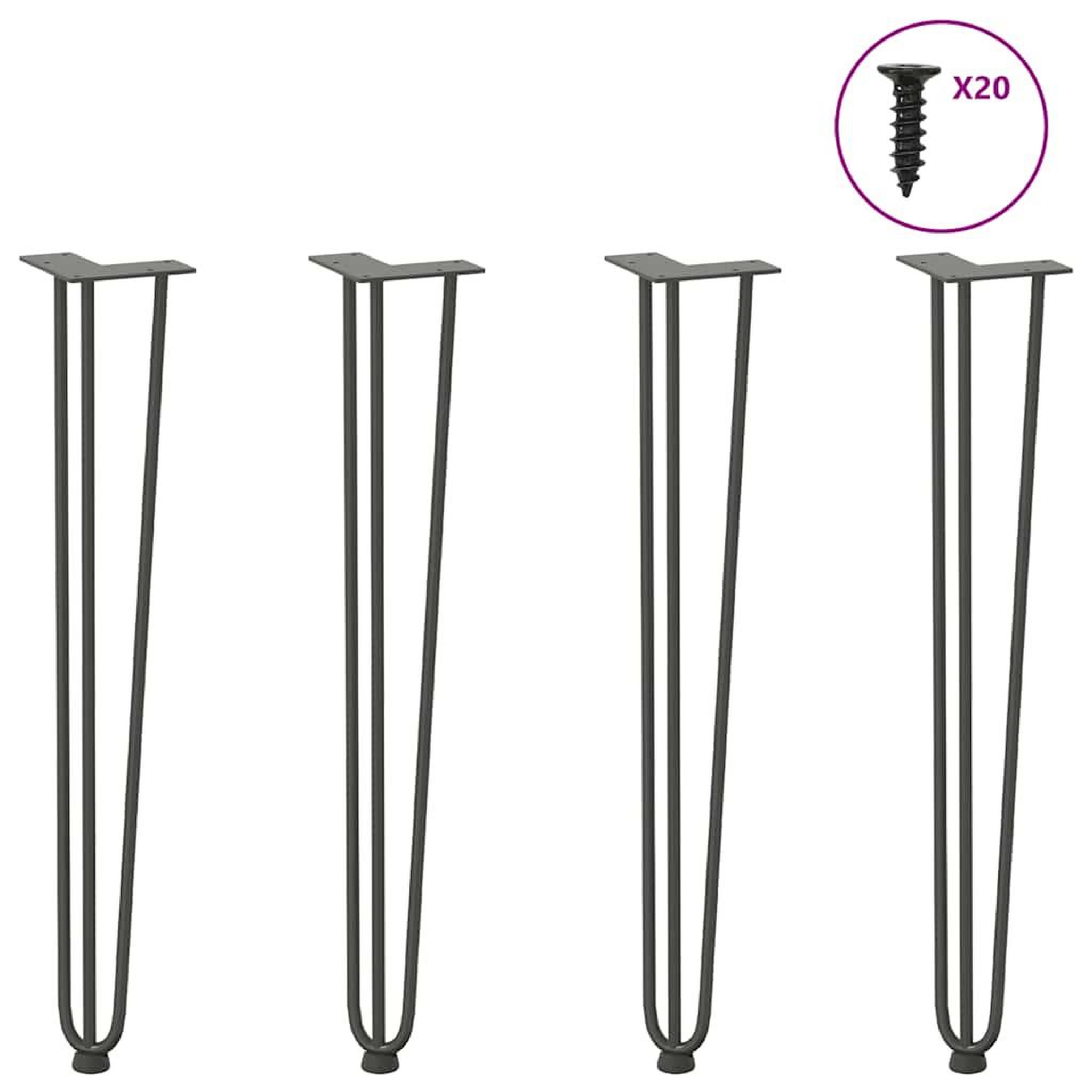 VIDAXL Pieds de table en forme d'epingle a cheveux 4 pcs anthracite