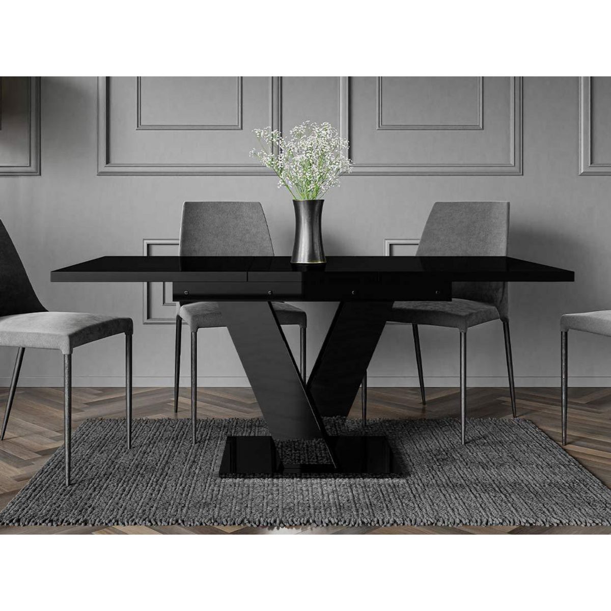 BEST MOBILIER Xandriel - table à manger extensible - noir - 4 à 6 personnes