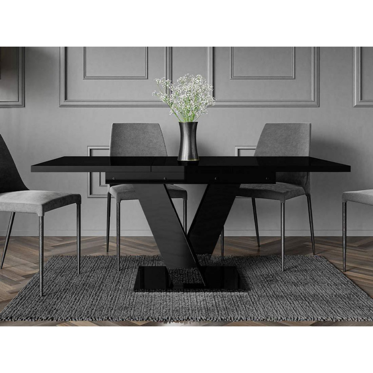 BEST MOBILIER Xandriel - table à manger extensible - noir - 4 à 6 personnes