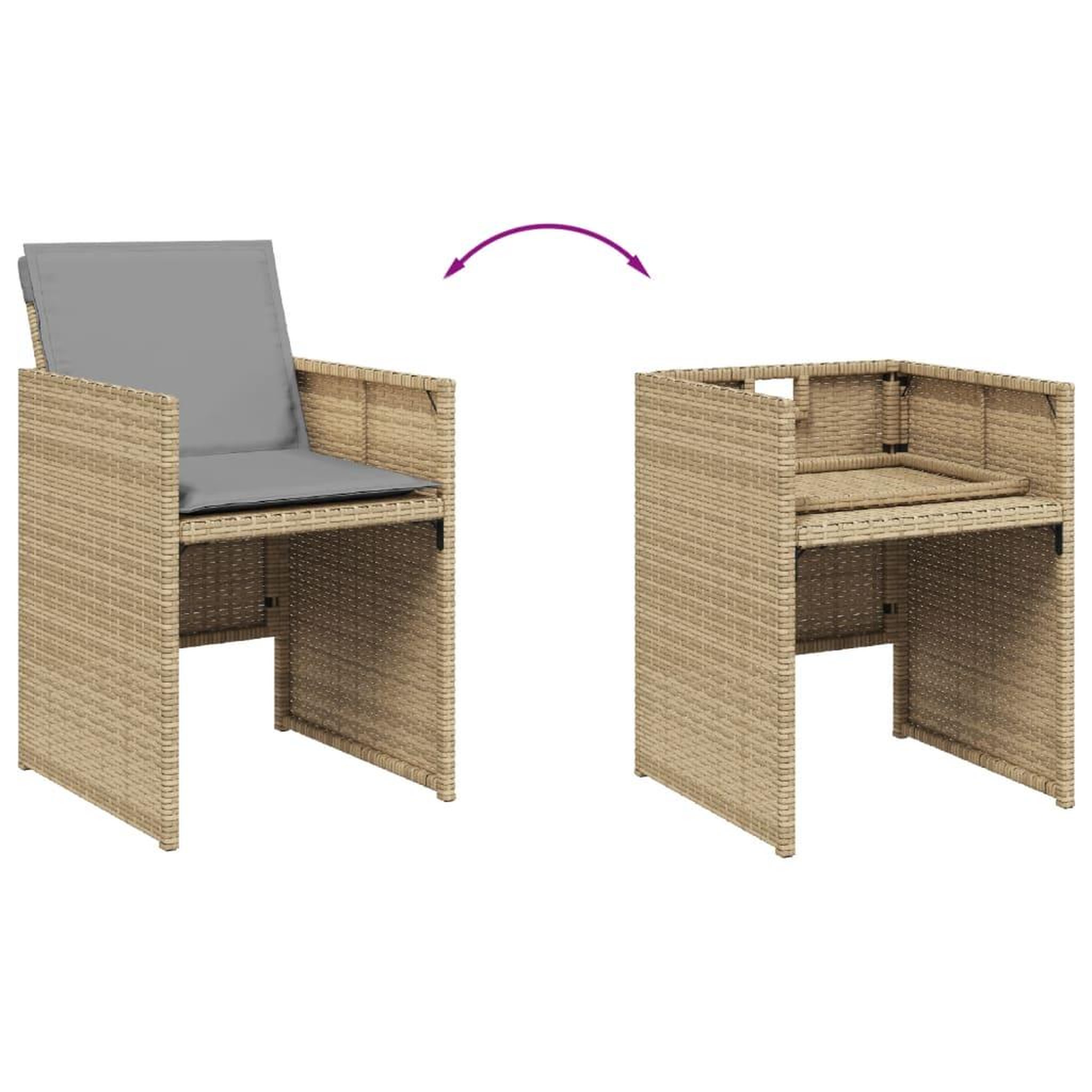 Voir la diapositive 5 : VIDAXL Ensemble a manger de jardin coussins 13 pcs melange beige rotin