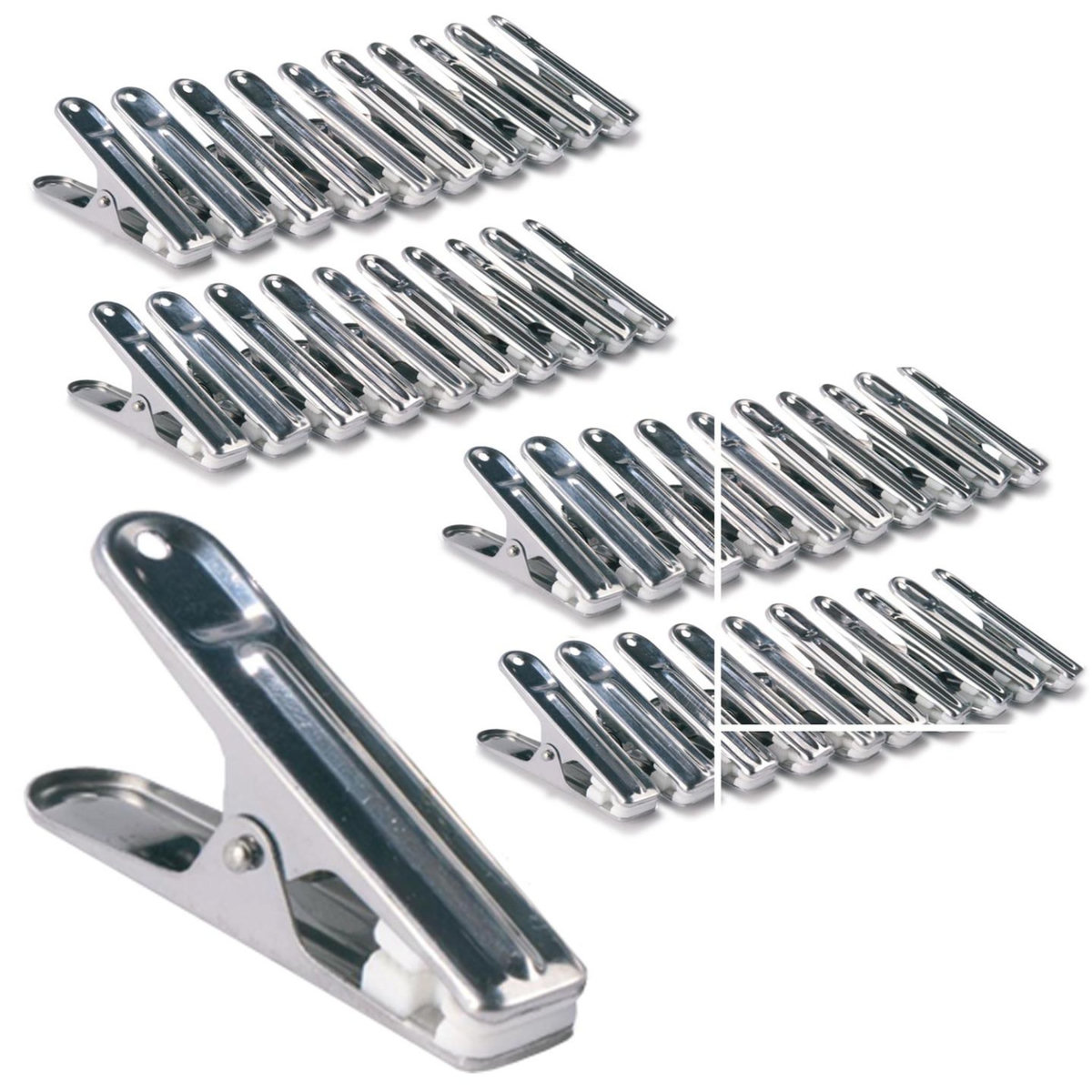 ID MARKET 120 pinces à linge inox, pinces incassables, inusables, ne rouillent pas