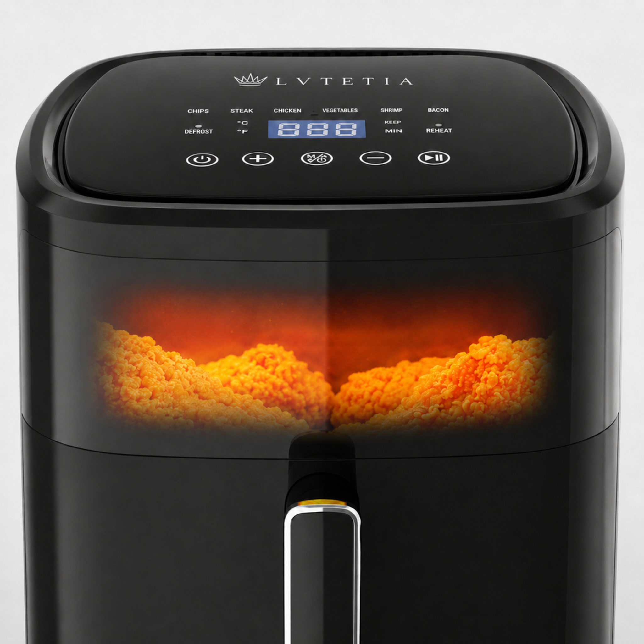 Voir la diapositive 2 : LVTETIA Air Fryer BW-3021D, friteuse sans huile capacité 5L avec fenêtre, 1350W, fonction vapeur