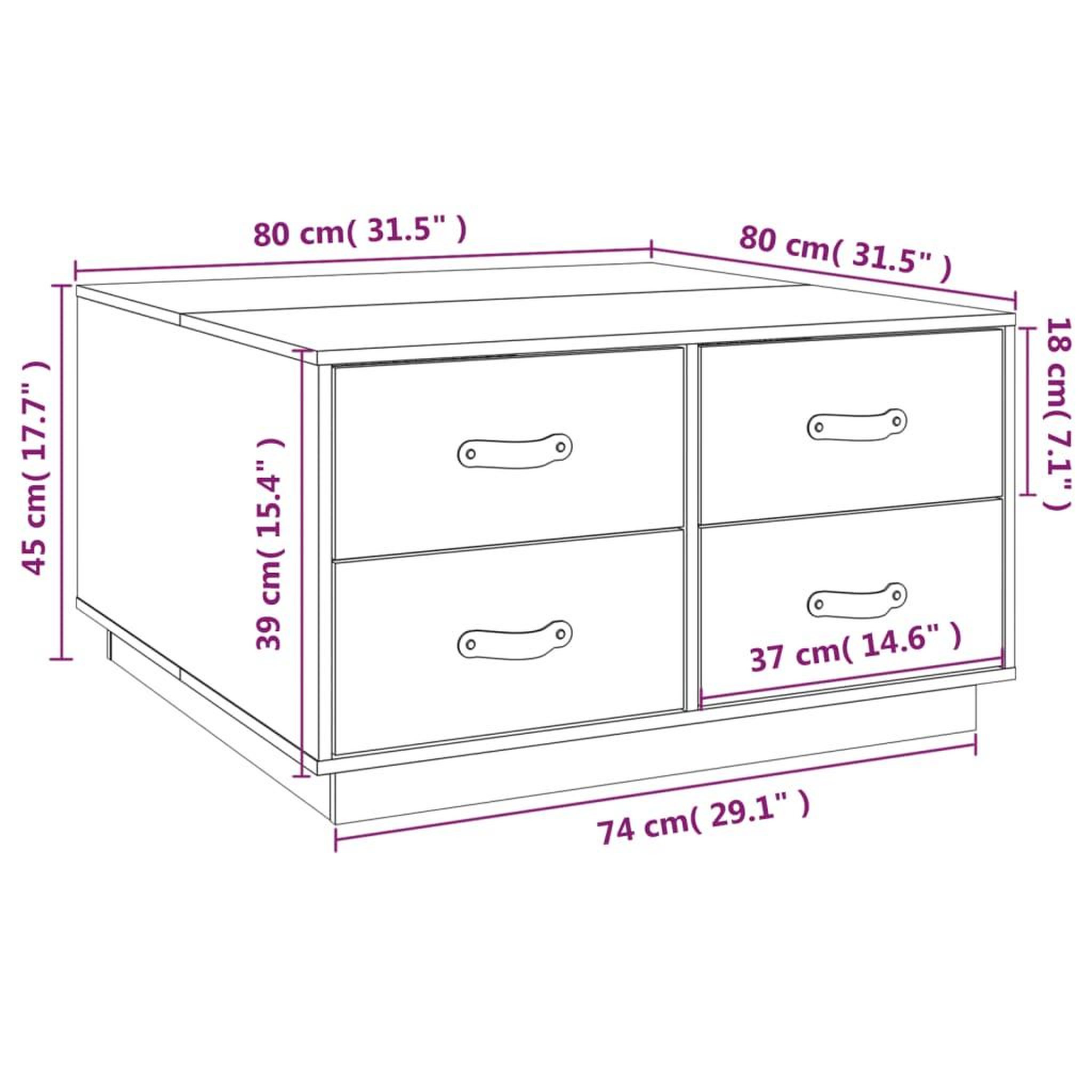Voir la diapositive 6 : VIDAXL Table basse Blanc 80x80x45 cm Bois massif de pin