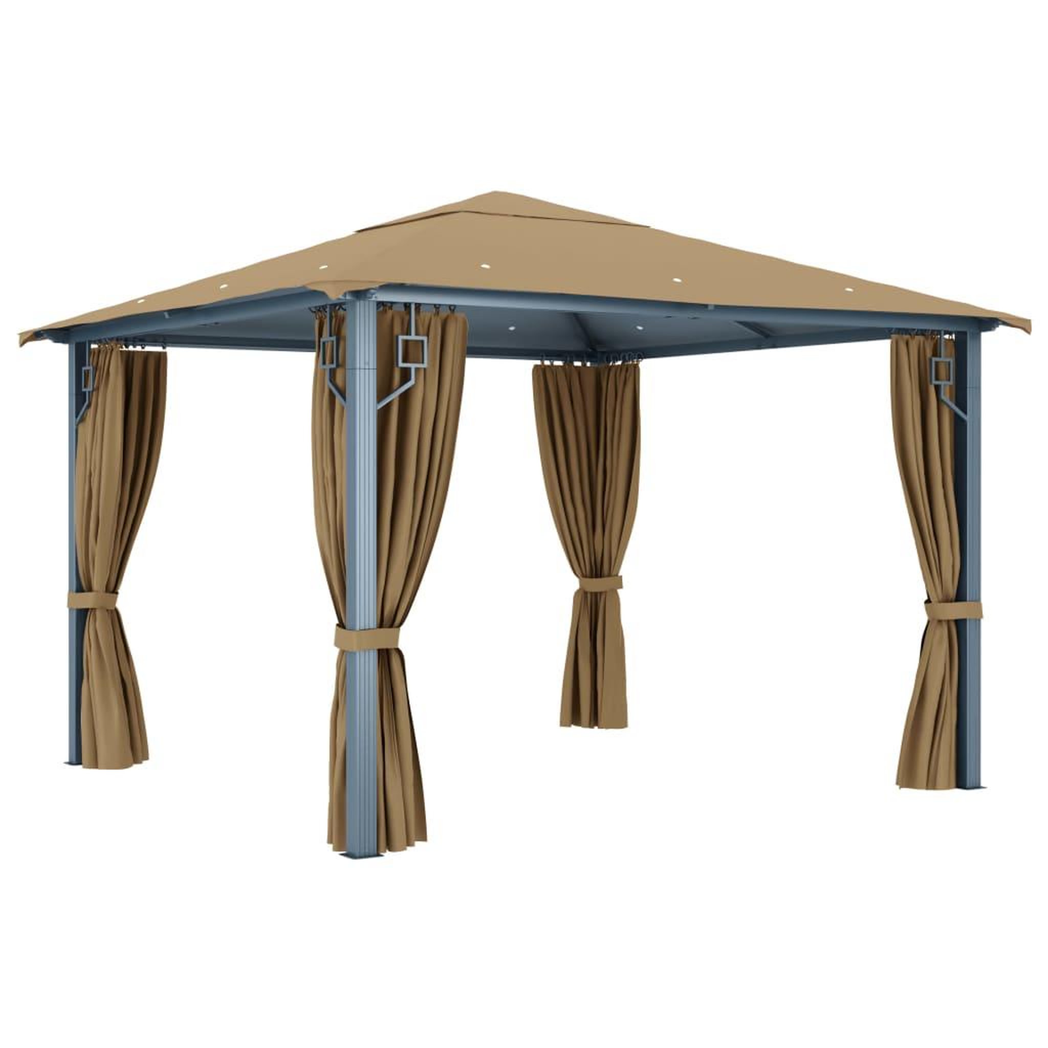 Voir la diapositive 4 : VIDAXL Tonnelle avec rideau 300x300 cm Taupe Aluminium