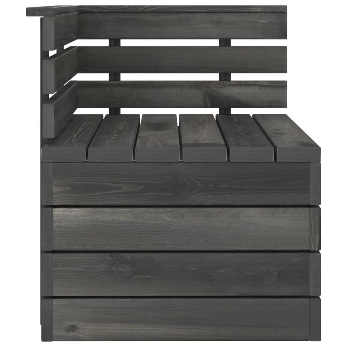 VIDAXL Canape palette d'angle de jardin Bois de pin massif Gris fonce