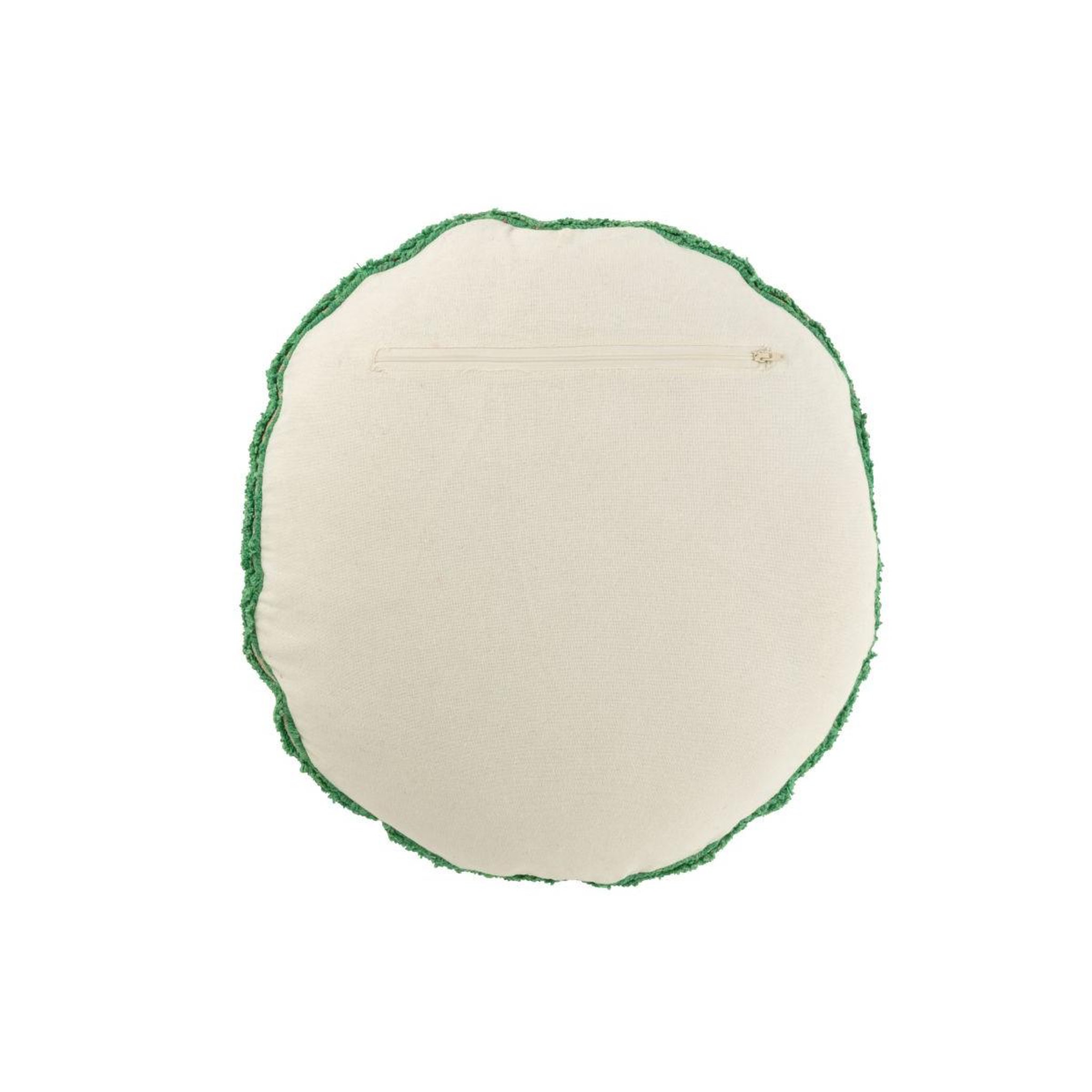 Voir la diapositive 2 : J-LINE Coussin déco tufté smiley  polly  45cm vert