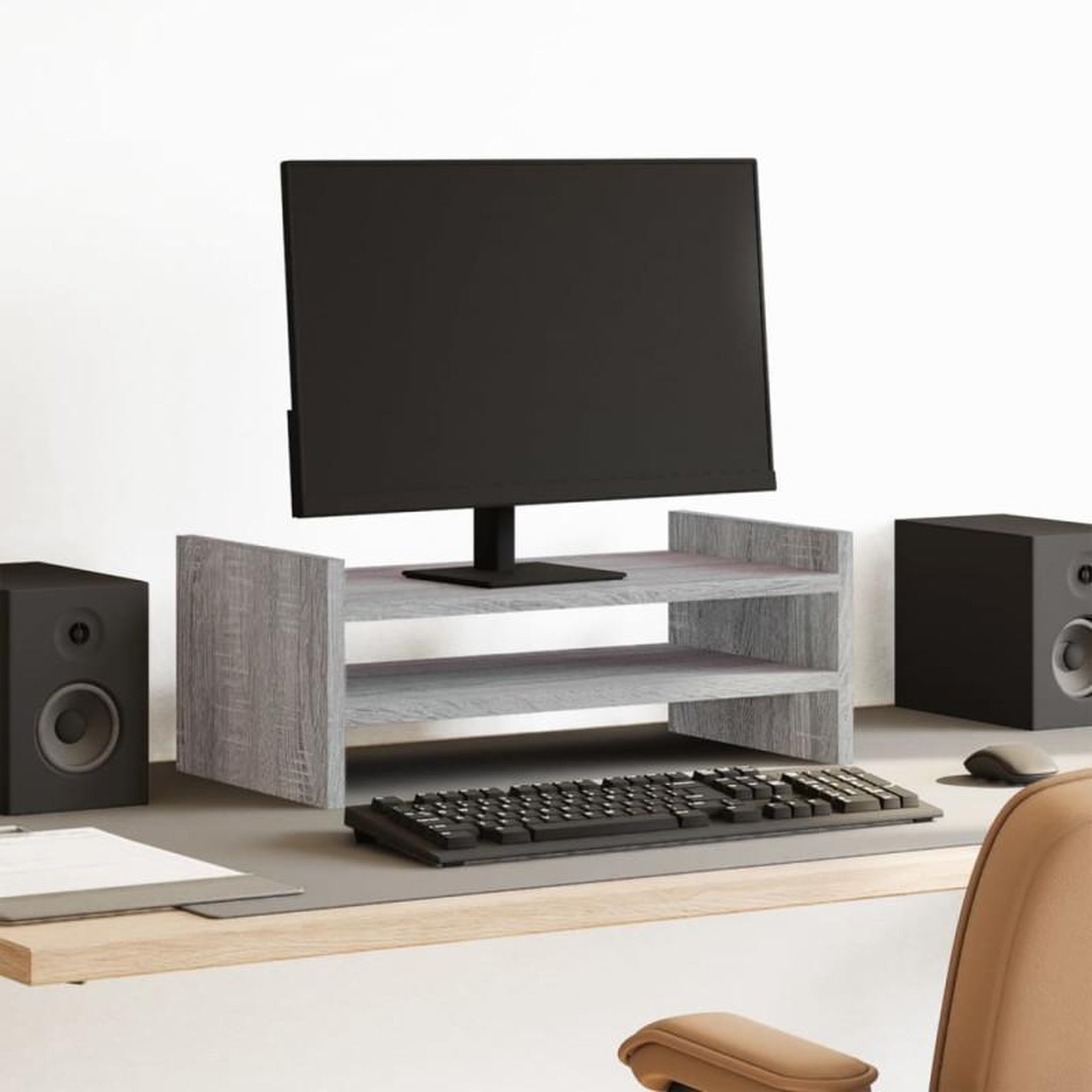 Voir la diapositive 1 : VIDAXL Support de moniteur sonoma gris 50x27x20 cm bois d ingénierie