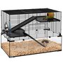 Voir la diapositive 1 : PAWHUT Cage hamster rongeur 3 niveaux 76 x 48 x 54 cm - roue, rampes, maisonnette, abreuvoir, mangeoire - noir