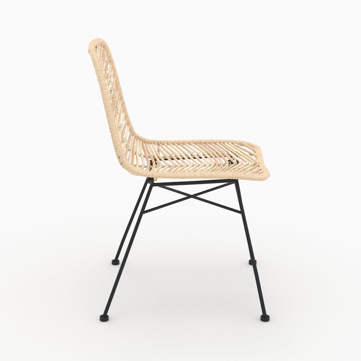 Rendez vous déco Lot de 2 chaises en rotin naturel et pieds en métal noir-Tamara