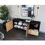 Voir la diapositive 3 : BEST MOBILIER Felicia - buffet bas - effet bois et noir - 2 portes, 1 tiroir et 1 niche - 180 cm