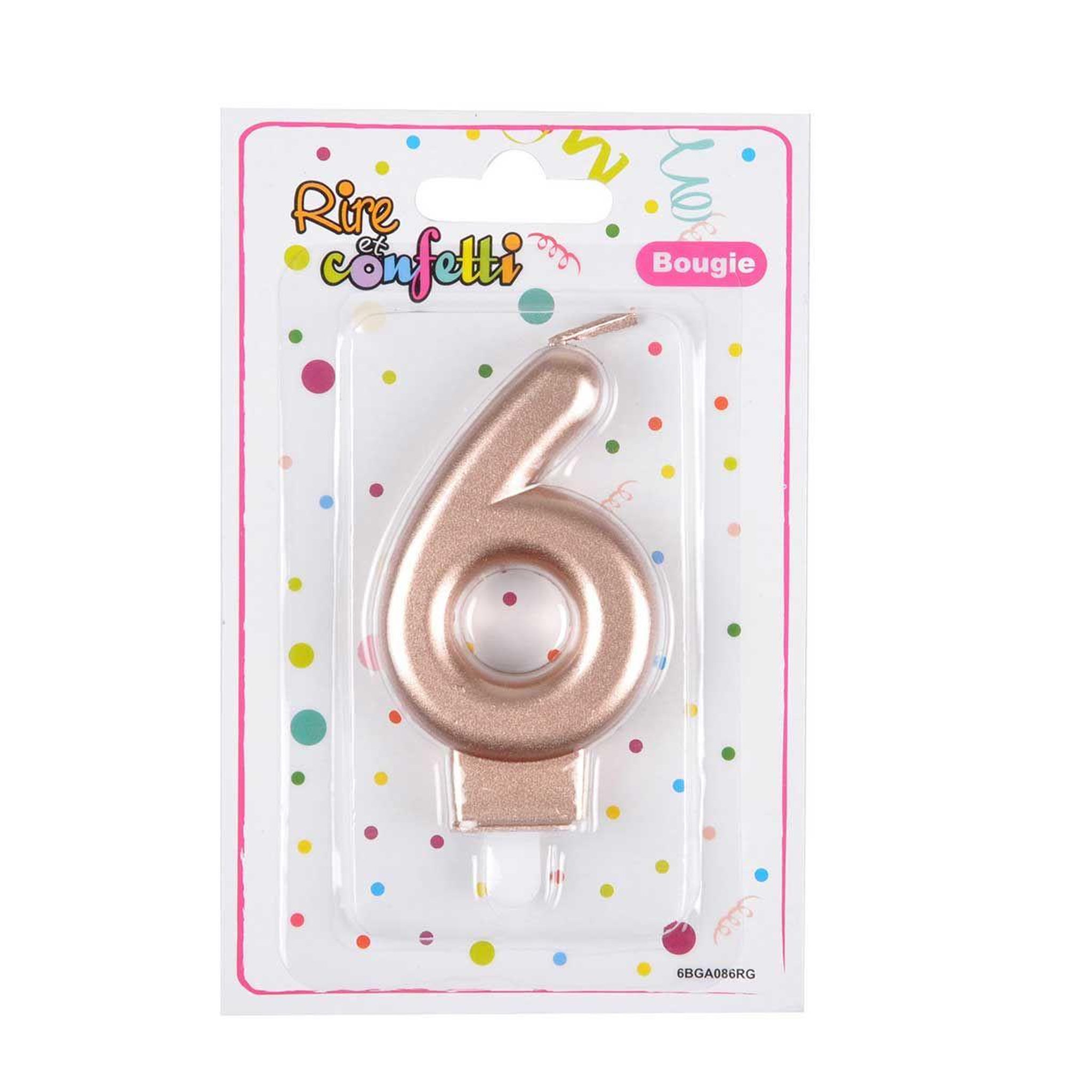 Voir la diapositive 2 : HOMEA Bougie d'Anniversaire  Chiffre 6  7cm Rose Gold