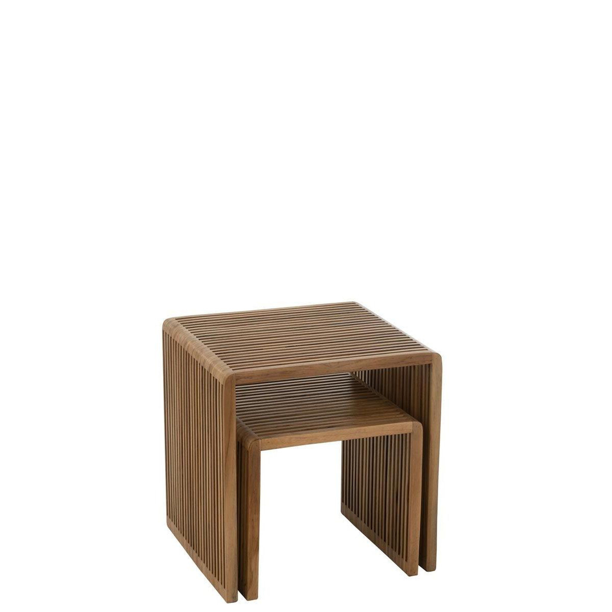 Voir la diapositive 4 : J-LINE Lot de 2 tables basses en bois  teck  50cm naturel